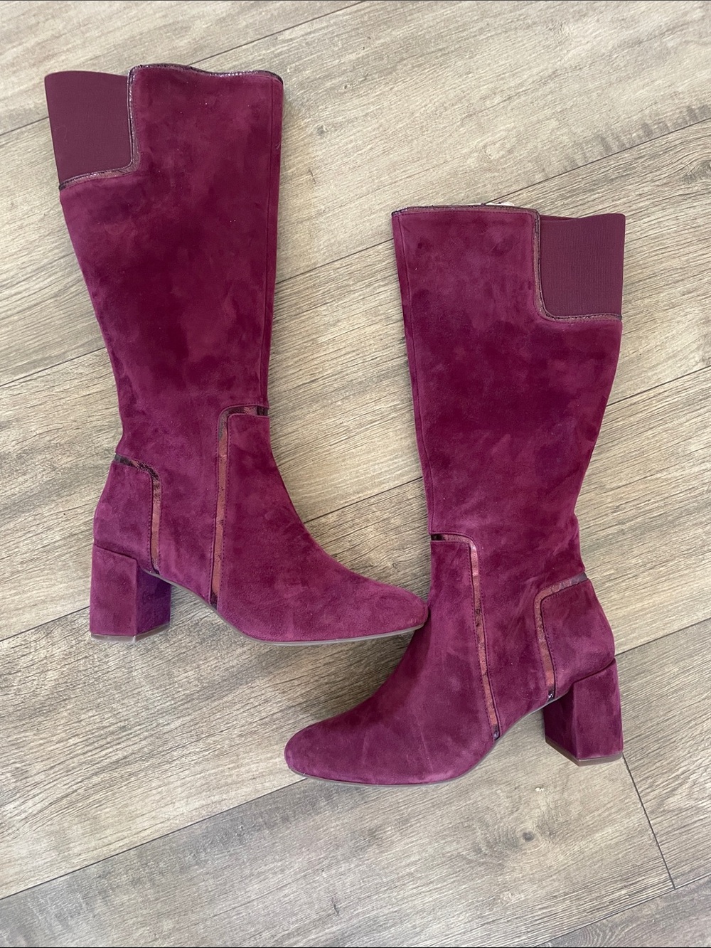 Taryn Rose Women's Fig Color Silky Suede Mid-Calf Block Heeled Boots